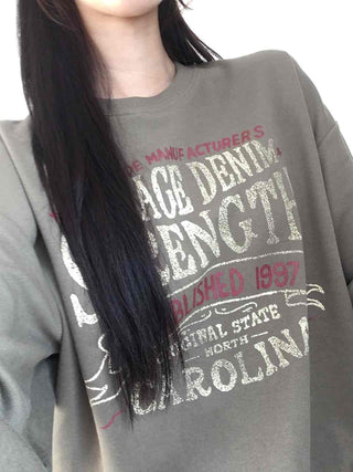 Vintage Lettering Oversized Loose Sweatshirt