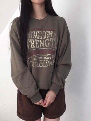 Vintage Lettering Oversized Loose Sweatshirt