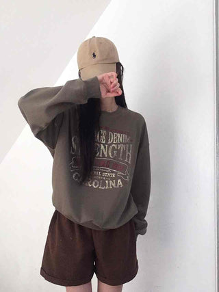 Vintage Lettering Oversized Loose Sweatshirt