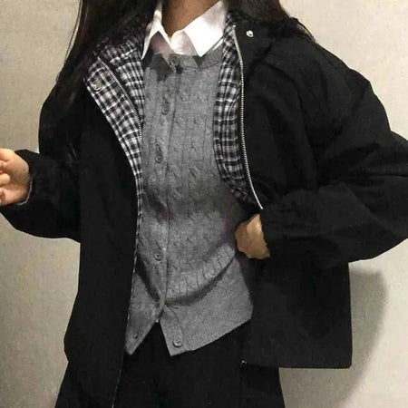 Oversized Check Lined Hoodie Jumper