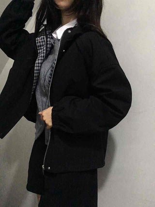 Oversized Check Lined Hoodie Jumper