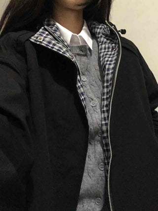 Oversized Check Lined Hoodie Jumper