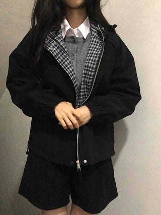 Oversized Check Lined Hoodie Jumper