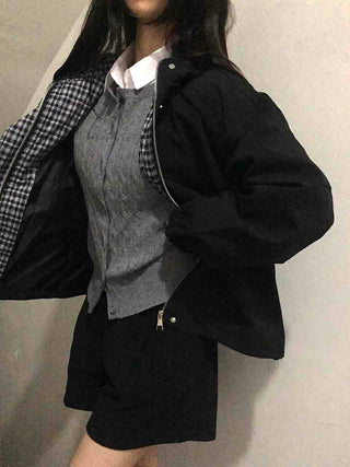 Oversized Check Lined Hoodie Jumper