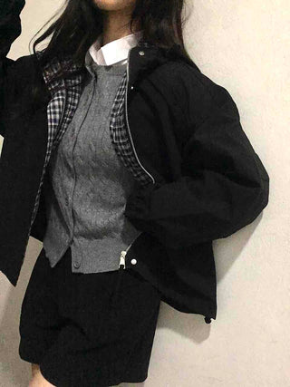 Oversized Check Lined Hoodie Jumper