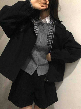 Oversized Check Lined Hoodie Jumper