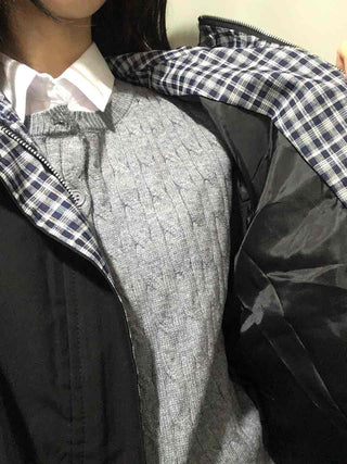Oversized Check Lined Hoodie Jumper