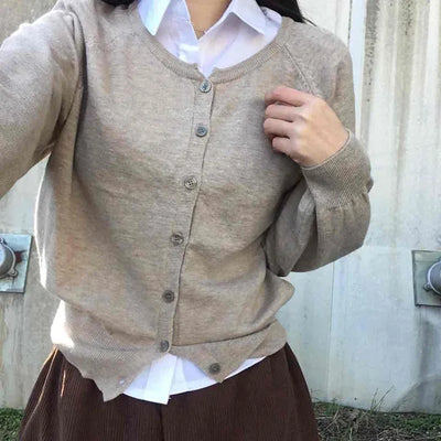 Layered Crop Daily Slim Wedding Guest Look Back-to-School Look Basic Knit Cardigan