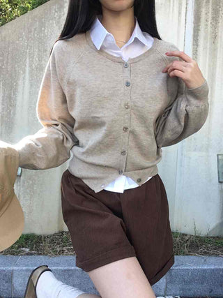 Layered Crop Daily Slim Wedding Guest Look Back-to-School Look Basic Knit Cardigan