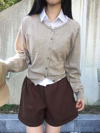 Layered Crop Daily Slim Wedding Guest Look Back-to-School Look Basic Knit Cardigan