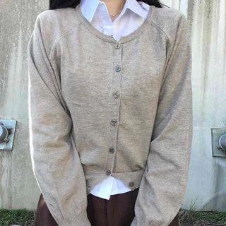 Layered Crop Daily Slim Wedding Guest Look Back-to-School Look Basic Knit Cardigan