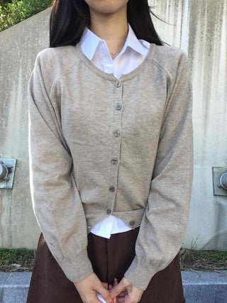 Layered Crop Daily Slim Wedding Guest Look Back-to-School Look Basic Knit Cardigan