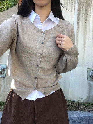 Layered Crop Daily Slim Wedding Guest Look Back-to-School Look Basic Knit Cardigan