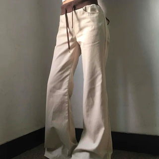 Low-Rise Drawstring Wide Slacks Pants