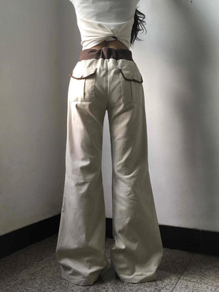 Low-Rise Drawstring Wide Slacks Pants