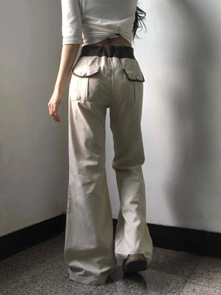 Low-Rise Drawstring Wide Slacks Pants