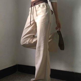 Low-Rise Drawstring Wide Slacks Pants