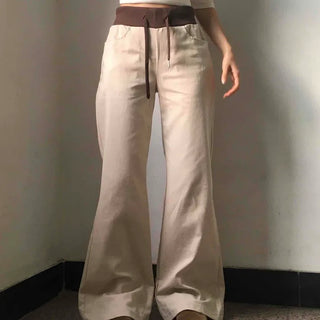 Low-Rise Drawstring Wide Slacks Pants