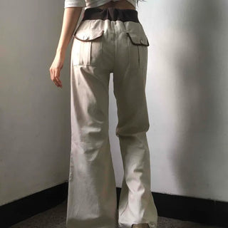 Low-Rise Drawstring Wide Slacks Pants