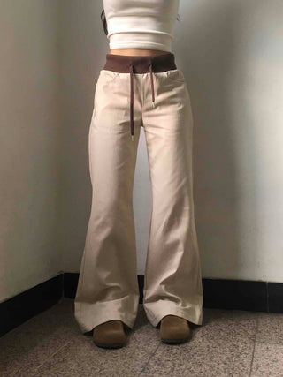 Low-Rise Drawstring Wide Slacks Pants