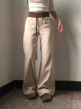 Low-Rise Drawstring Wide Slacks Pants