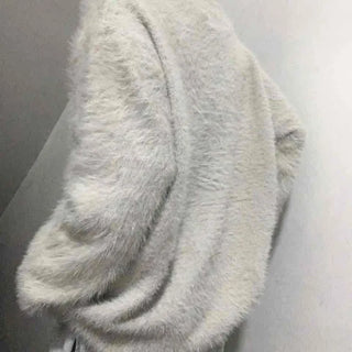 Fuzzy Texture Oversized V-Neck Fur Cardigan