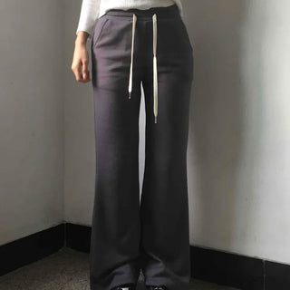 Minimal Drawstring Semi Bootcut Fleece-Lined Jogger Pants