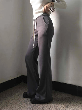 Minimal Drawstring Semi Bootcut Fleece-Lined Jogger Pants