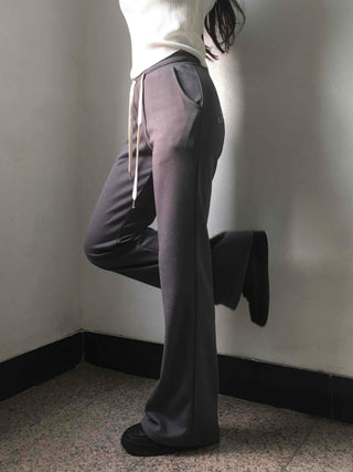 Minimal Drawstring Semi Bootcut Fleece-Lined Jogger Pants