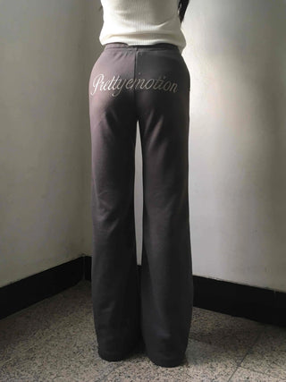Minimal Drawstring Semi Bootcut Fleece-Lined Jogger Pants