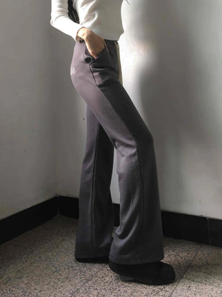 Minimal Drawstring Semi Bootcut Fleece-Lined Jogger Pants