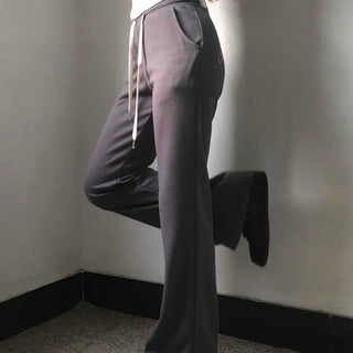 Minimal Drawstring Semi Bootcut Fleece-Lined Jogger Pants