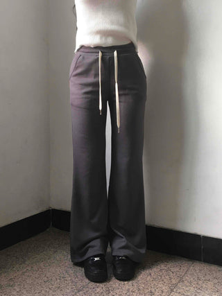 Minimal Drawstring Semi Bootcut Fleece-Lined Jogger Pants