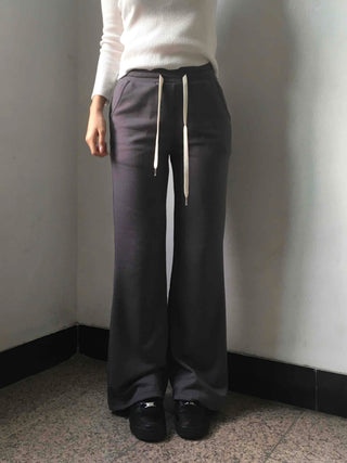 Minimal Drawstring Semi Bootcut Fleece-Lined Jogger Pants