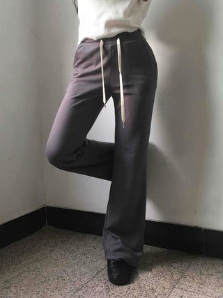 Minimal Drawstring Semi Bootcut Fleece-Lined Jogger Pants