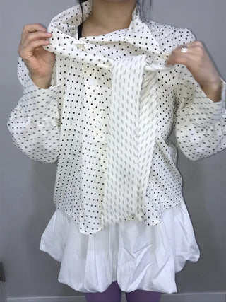 Tani Dot Tie Blouse