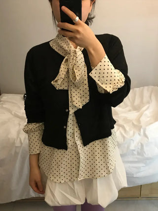 Tani Dot Tie Blouse