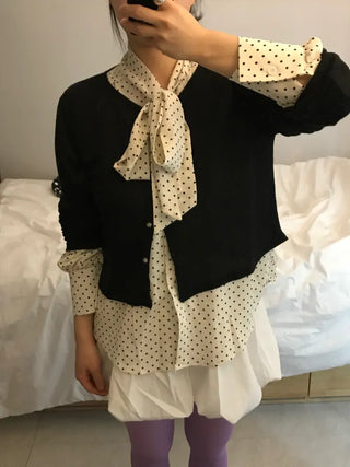 Tani Dot Tie Blouse