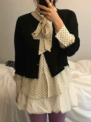 Tani Dot Tie Blouse