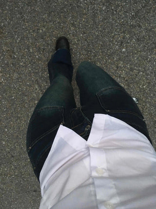 High-Waisted Elastic Slim Bootcut Denim Pants