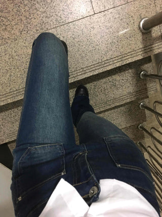 High-Waisted Elastic Slim Bootcut Denim Pants