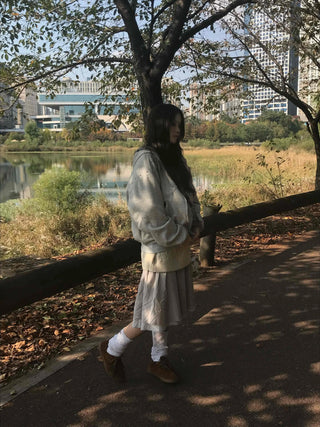 Daily Studded Loose Fit Zip-Up Hoodie