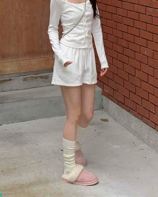 Relaxing Daily High-Waisted Semi-Wide Shorts