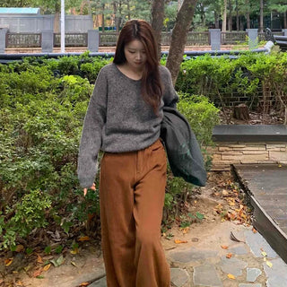 Daily High-Waisted Loose Fit Wide Cotton Pants