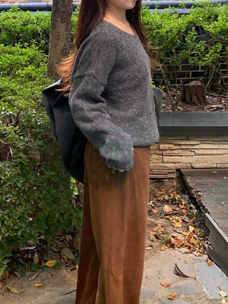 Daily High-Waisted Loose Fit Wide Cotton Pants