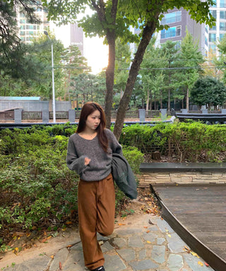 Daily High-Waisted Loose Fit Wide Cotton Pants