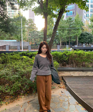 Daily High-Waisted Loose Fit Wide Cotton Pants