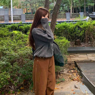 Daily High-Waisted Loose Fit Wide Cotton Pants