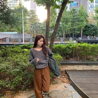 Daily High-Waisted Loose Fit Wide Cotton Pants