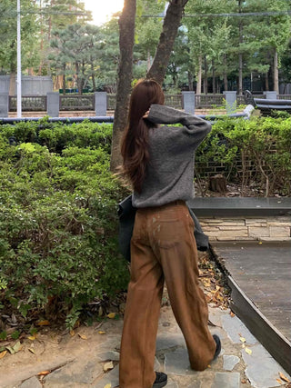Daily High-Waisted Loose Fit Wide Cotton Pants